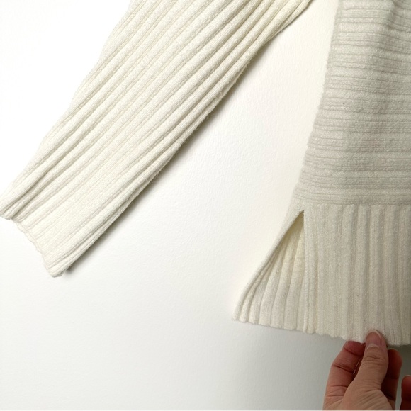 Anthropologie Moth Cream White Oversized Slouchy Ribbed Cowl Neck Sweater - Picture 8 of 14